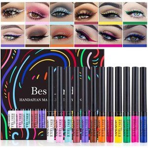 12 Colors Matte Liquid Eyeliner Set Rainbow Colorful Neon Eyeliner Pencil